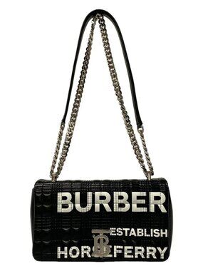 Burberry Black White Leather Shoulder Bag